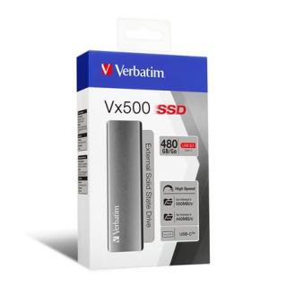 SSD (külsõ memória), 480 GB, USB 3.2 Gen2, VERBATIM "Vx500", szürke