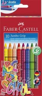 Színes ceruza készlet, háromszögeltû, vastag, FABER-CASTELL "Grip", 10 különbözõ szín (10 db)