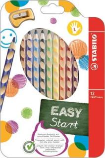 Színes ceruza készlet, háromszögletû, balkezes, STABILO "EasyColours", 12 különbözõ szín (12 db)