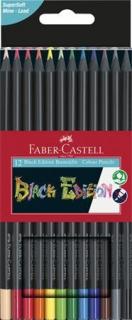 Színes ceruza készlet, háromszögletû, FABER-CASTELL "Black Edition", 12 különbözõ szín (12 db)