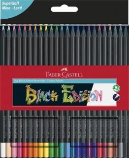Színes ceruza készlet, háromszögletû, FABER-CASTELL "Black Edition", 24 különbözõ szín (24 db)