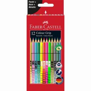Színes ceruza készlet, háromszögletû, FABER-CASTELL "Colour Grip", 12 különbözõ szín (12 db)