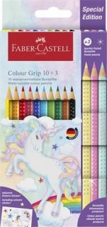 Színes ceruza készlet, háromszögletû, FABER-CASTELL "Grip", 13 különbözõ szín, unikornis (13 db)