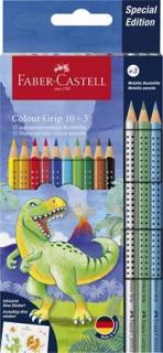 Színes ceruza készlet, háromszögletû, FABER-CASTELL "Grip Dinoszaurusz" 10+3 különbözõ szín (13 db)