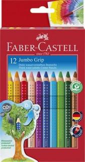 Színes ceruza készlet, háromszögletû, FABER-CASTELL "Jumbo Grip", 12 különbözõ szín (12 db)