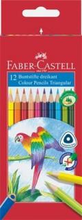 Színes ceruza készlet, háromszögletû, FABER-CASTELL "Papagáj", 12 különbözõ szín (12 db)