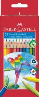Színes ceruza készlet, háromszögletû, FABER-CASTELL "Papagáj", 24 különbözõ szín (24 db)