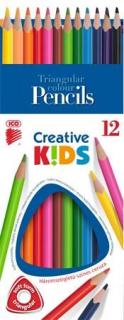 Színes ceruza készlet, háromszögletû, ICO "Creative kids", 12 különbözõ szín (12 db)