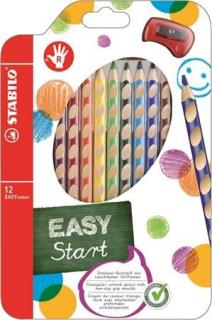 Színes ceruza készlet, háromszögletû, jobbkezes, STABILO "EasyColours", 12 különbözõ szín (12 db)