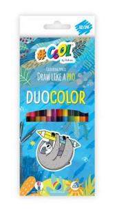 Színes ceruza készlet, háromszögletû, kétvégû, COOL BY VICTORIA "Duocolor", 24 különbözõ szín (12 db)