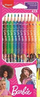 Színes ceruza készlet, háromszögletû, MAPED "Barbie", 12 különbözõ szín (12 db)