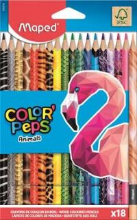 Színes ceruza készlet, háromszögletû, MAPED "Color`Peps Animal", 18 különbözõ szín (18 db)
