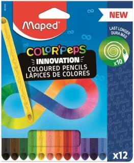 Színes ceruza készlet, háromszögletû, MAPED "Color`Peps INFINITY", 12 különbözõ szín (12 db)