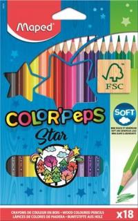Színes ceruza készlet, háromszögletû, MAPED "Color`Peps Star", 18 különbözõ szín (18 db)