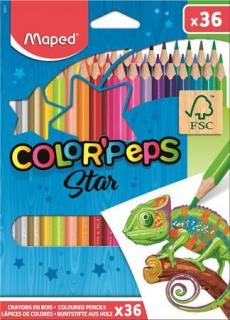 Színes ceruza készlet, háromszögletû, MAPED "Color`Peps Star", 36 különbözõ szín (36 db)