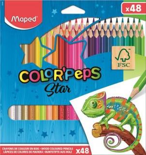 Színes ceruza készlet, háromszögletû, MAPED "Color`Peps Star", 48 különbözõ szín (48 db)