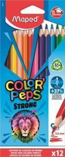 Színes ceruza készlet, háromszögletû, MAPED "Color`Peps Strong", 12 különbözõ szín (12 db)