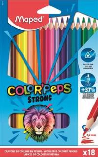 Színes ceruza készlet, háromszögletû, MAPED "Color`Peps Strong", 18 különbözõ szín (18 db)