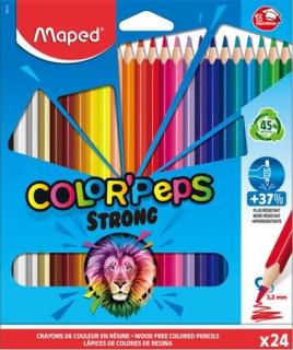 Színes ceruza készlet, háromszögletû, MAPED "Color`Peps Strong", 24 különbözõ szín (24 db)