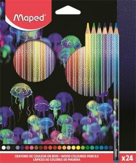 Színes ceruza készlet, háromszögletû, MAPED "Deepsea Paradise", 24 különbözõ szín (24 db)