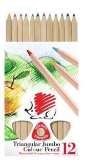 Színes ceruza készlet, háromszögletû, vastag, natúr, ICO "Süni", 12 különbözõ szín (12 db)