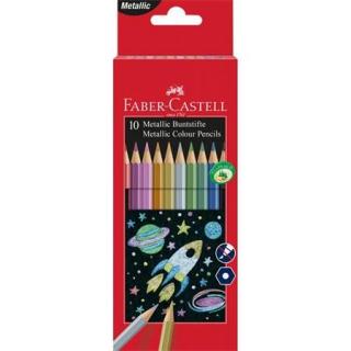 Színes ceruza készlet, hatszögletû, FABER-CASTELL, 10 különbözõ metál szín (10 db)