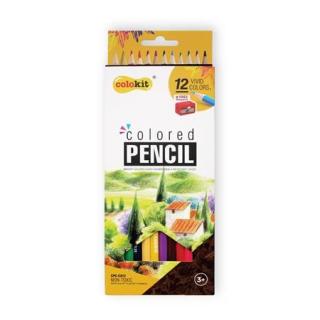 Színes ceruza készlet, hatszögletû, hegyezõvel, COLOKIT, 12 különbözõ szín (12 db)
