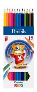Színes ceruza készlet, hatszögletû, ICO "Creative Kids", 12 különbözõ szín (12 db)