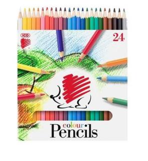 Színes ceruza készlet, hatszögletû, ICO "Süni", 24 különbözõ szín (24 db)