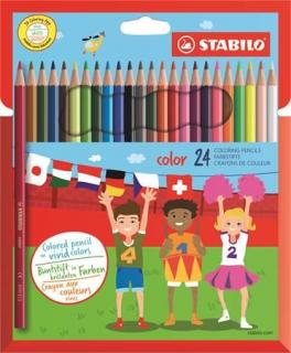 Színes ceruza készlet, hatszögletû, STABILO "Color", 24 különbözõ szín (24 db)