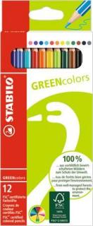 Színes ceruza készlet, hatszögletû, STABILO "GreenColors", 12 különbözõ szín (12 db)