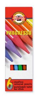 Színes ceruza készlet, henger alakú, famentes, KOH-I-NOOR "Progresso 8755/6", 6 különbözõ szín (6 db)