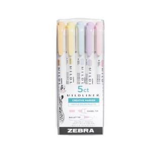 Szövegkiemelõ készlet, 1,4/4 mm, kétvégû, ZEBRA "Mildliner Highlighter Gentle", 5 különbözõ szín (5 db)