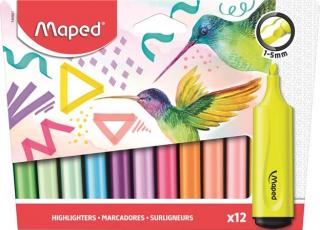 Szövegkiemelõ készlet, 1-5 mm, MAPED "Fluo Peps Assorted", 12 különbözõ szín (12 db)