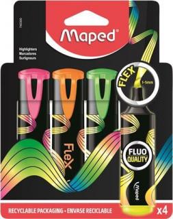 Szövegkiemelõ készlet, 1-5 mm, MAPED "Fluo Peps Flex", 4 különbözõ szín (4 db)