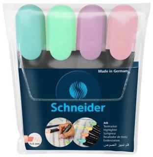 Szövegkiemelõ készlet, 1-5 mm, SCHNEIDER "Job Pastel", 4 különbözõ pasztell szín (4 db)