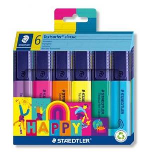 Szövegkiemelõ készlet, 1-5 mm, STAEDTLER "Textsurfer® classic 364 C Happy", 6 különbözõ szín (6 db)