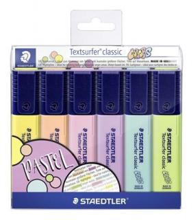 Szövegkiemelõ készlet, 1-5 mm, STAEDTLER "Textsurfer Classic Pastel 364 C", 6 különbözõ szín (6 db)