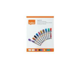 Táblamarker, folyékonytintás, kúpos, 1-3 mm, NOBO, vegyes színek (10 db)