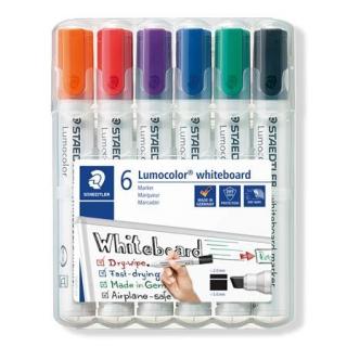 Táblamarker készlet, 2-5 mm, vágott, STAEDTLER "Lumocolor® 351 B", 6 különbözõ szín (6 db)