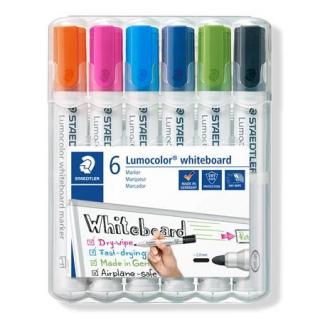 Táblamarker készlet, 2 mm, kúpos, STAEDTLER "Lumocolor® 351", 6 különbözõ szín (6 db)