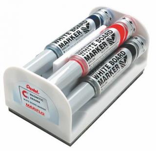 Táblamarker készlet, 6 mm, kúpos hegy, PENTEL "Maxiflo", 4 különbözõ szín (4 db)