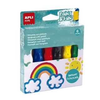 Tempera készlet, ecsetvégû tubusban, APLI Kids "PaintFun", 6 különbözõ szín (6 db)
