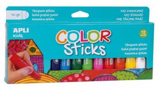 Tempera kréta készlet, APLI Kids "Color Sticks", 12 különbözõ szín (12 db)