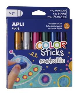Tempera kréta készlet, APLI Kids "Color Sticks Metallic", 6 különbözõ metál szín (6 db)