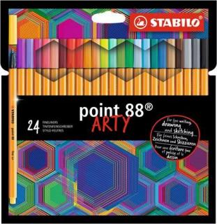 Tûfilc készlet, 0,4 mm, STABILO "Point 88 ARTY", 24 különbözõ szín (24 db)