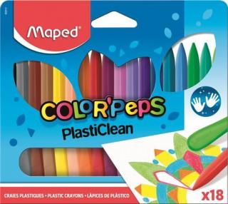 Zsírkréta, MAPED "Color`Peps" PlastiClean, 18 különbözõ szín (18 db)