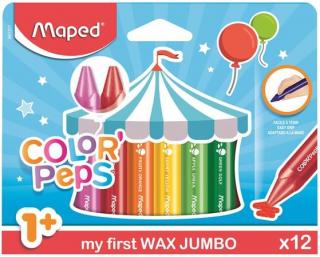 Zsírkréta, vastag, MAPED "Color`Peps MAXI Wax", 12 különbözõ szín (12 db)