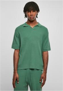 Bordás kötésű zöld galléros férfi póló