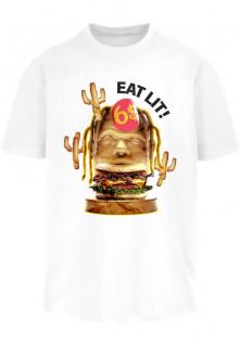 Divatos fehér férfi póló Eat Lit mintával